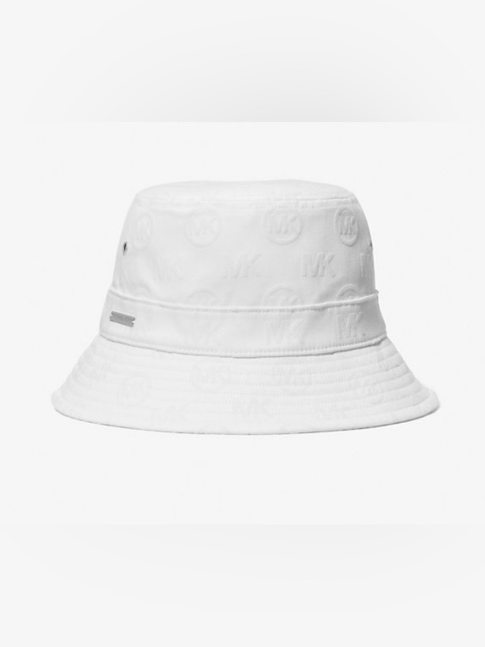 Michael Kors White Logo Cotton Embossed MK Bucket Hat